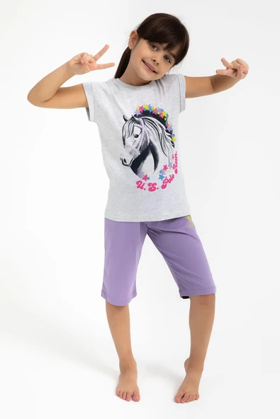 U.S. Polo Assn 1049 Stars Kız Çocuk Kapri Takım ürün görseli 1