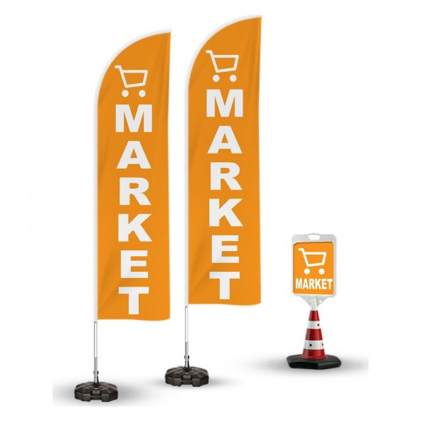 Market Temalı  2 Adet Yelken Bayrak,1 Adet Reklam Duba Paketi - 1