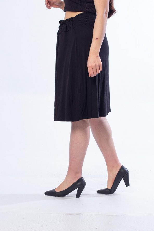 Truva Xxl Büyük Beden Kadın Giyim Penye Etek Siyah ETK134 - 3