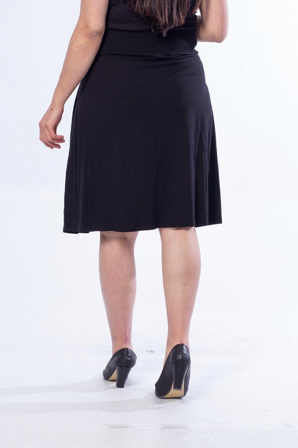 Truva Xxl Büyük Beden Kadın Giyim Penye Etek Siyah ETK134 - 4