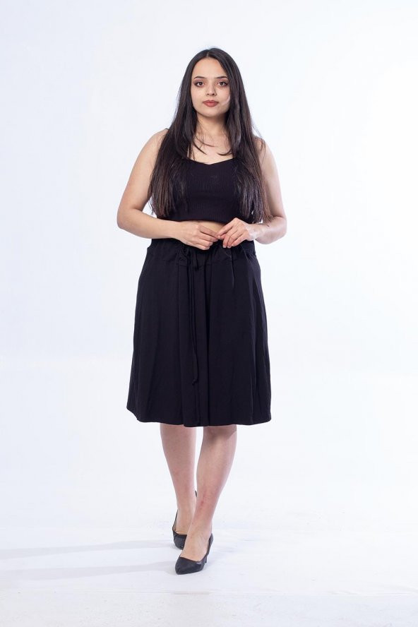 Truva Xxl Büyük Beden Kadın Giyim Penye Etek Siyah ETK134 - 5