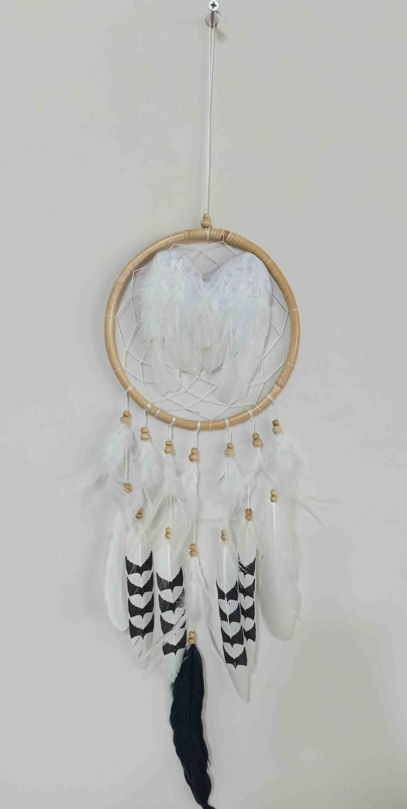 Siyah Ve Beyaz Tüylü Melek Kanadı Düş Kapanı El Yapımı Duvar Süsü - Resim 2