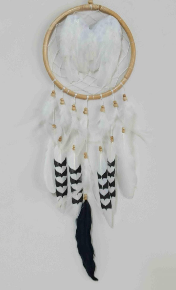 Siyah Ve Beyaz Tüylü Melek Kanadı Düş Kapanı El Yapımı Duvar Süsü - Resim 3