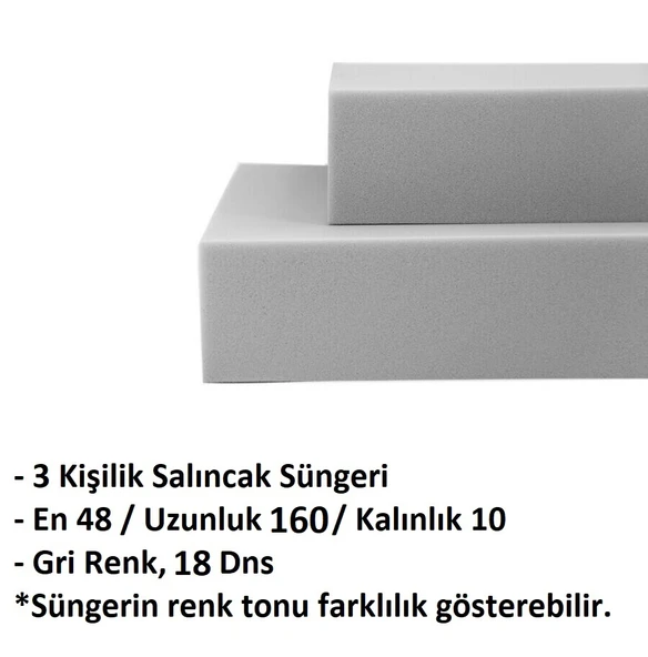 Sünger Takımı 160x48x10cm 3 Kişilik Salıncak Minderleri İçin Uygun Sünger (18dns) - 2