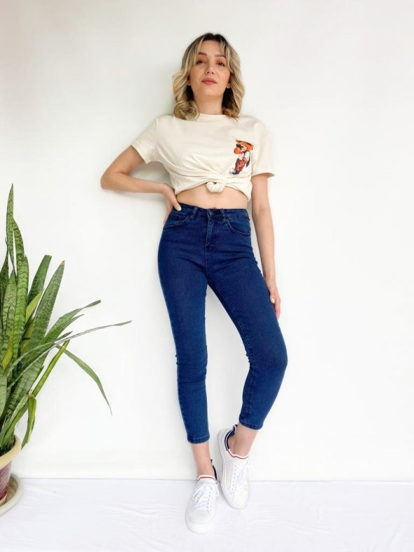 Kadın Ayıcık Baskılı Basic Tshirt Ekru - 6