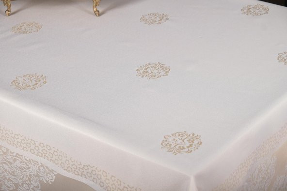 Finezza Viyana Lüx Jakar  Kumaş Bej Masa Örtüsü Dikdörtgen 160x320 cm - 1113 - 9