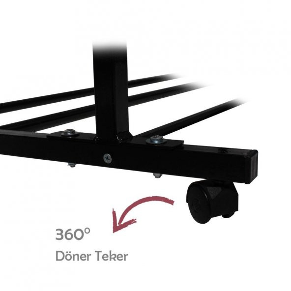 Kanat Elegant Tekerlekli Ayaklı Elbise Askısı - 5