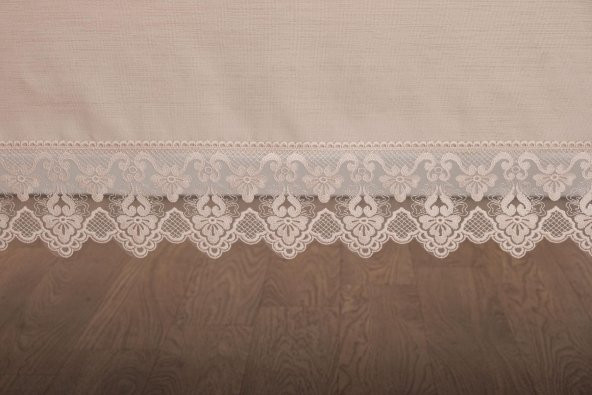 Finezza Esra Lüx Dantelli Keten Kumaş Bej Masa Örtüsü 160x230 cm - 1117 - 6