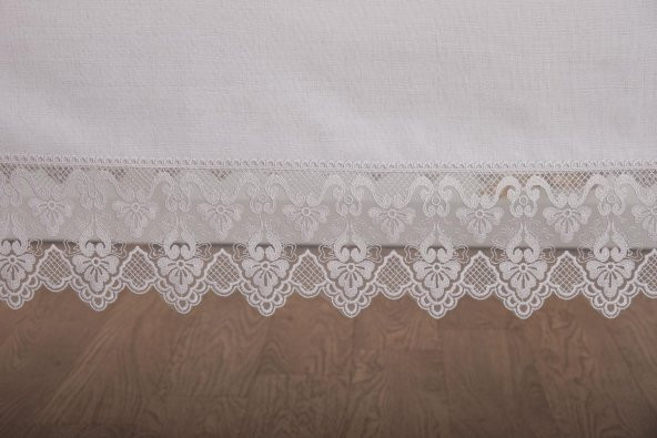 Finezza Esra Lüx Dantelli Keten Kumaş Gri Masa Örtüsü 160x230 cm - 1118 - 6