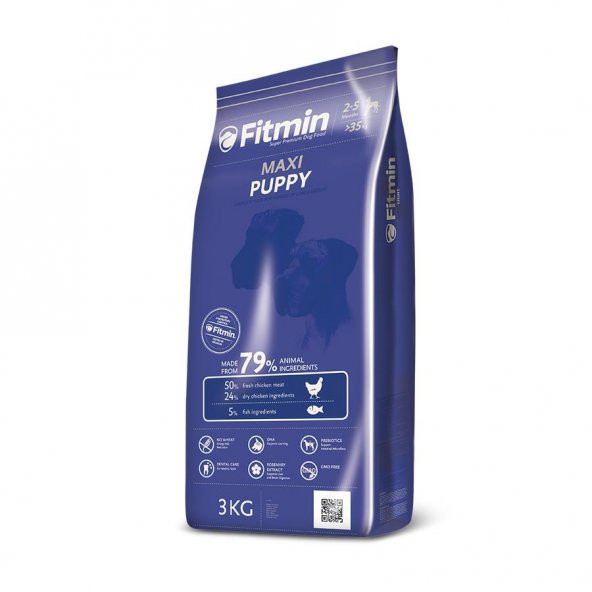 Fitmin Maxi Puppy 50 Taze Tavuk Etli Büyük Irk Yavru Köpek Maması 3 Kg