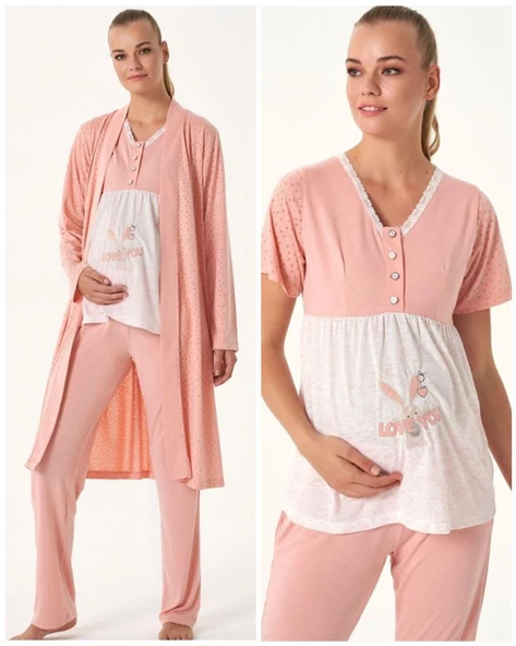 Feyza 4481 Hamile Lohusa Spor 3 Lü Pijama Takımı - 5
