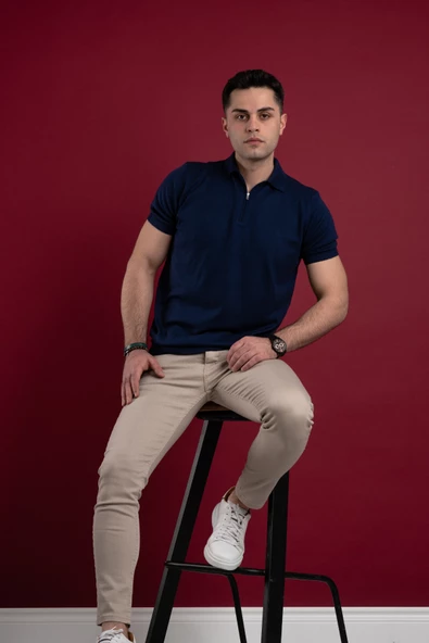 WOOLEN WORLD YAKALI REGULAR FİT ERKEK TRİKO T-SHİRT - Resim 5