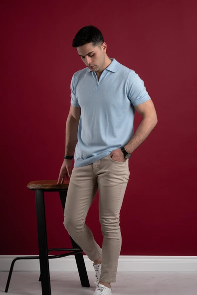 WOOLEN WORLD YAKALI REGULAR FİT ERKEK TRİKO T-SHİRT - Resim 11