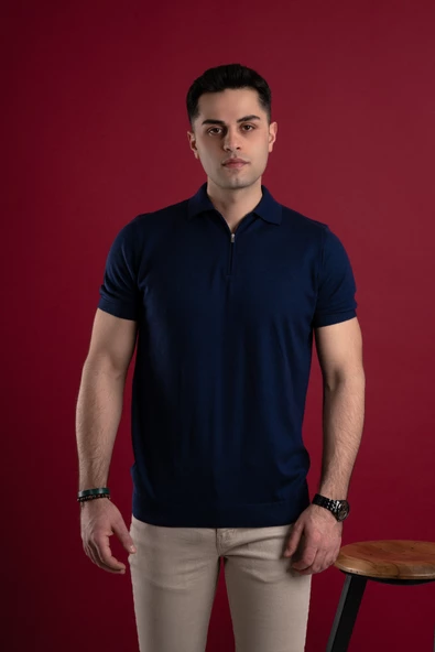 WOOLEN WORLD YAKALI REGULAR FİT ERKEK TRİKO T-SHİRT - Resim 7