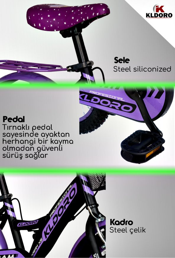 Kldoro Kd-16301 Çelik Kadro 16 Jant Bisiklet Bagajlı Kız Çocuk Bisikleti - 7