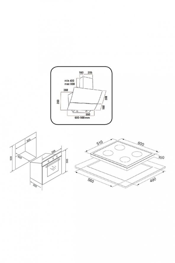 EXEP EKONOMİK EMAYE SİYAH 3LÜ ANKASTRE SET ( E5E - EO330 - EF200 ) - 5