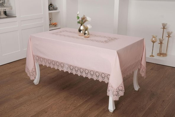 Finezza Esra Lüx Dantelli Keten Kumaş Pudra Masa Örtüsü 160x230 cm - 1120