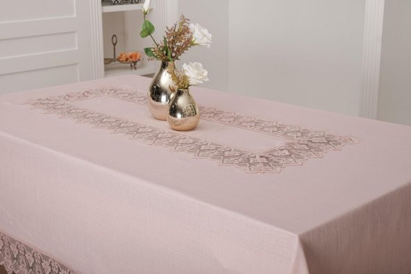 Finezza Esra Lüx Dantelli Keten Kumaş Pudra Masa Örtüsü 160x230 cm - 1120 - 2
