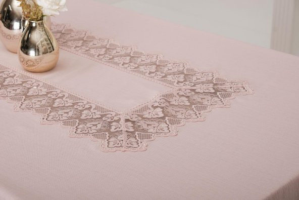 Finezza Esra Lüx Dantelli Keten Kumaş Pudra Masa Örtüsü 160x230 cm - 1120 - 3