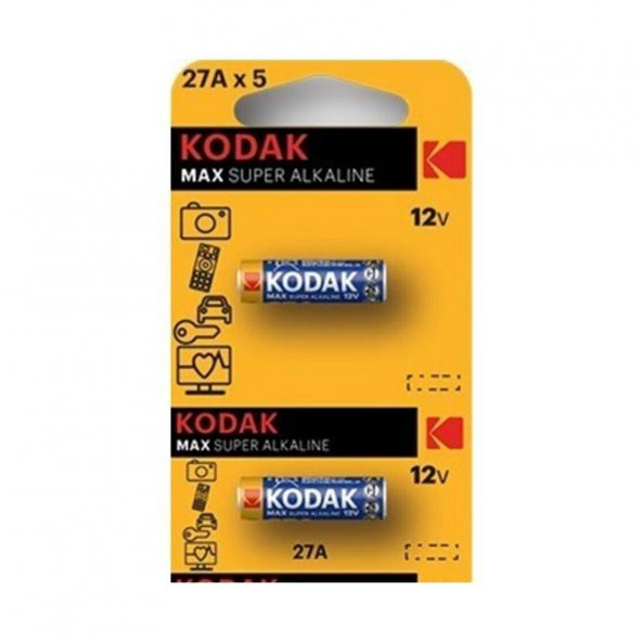 Pil 27 A Araba Garaj Kumanda Pili 12 Volt 1 Paket 2 li Kodak 27A Alkalin Kumanda Pili