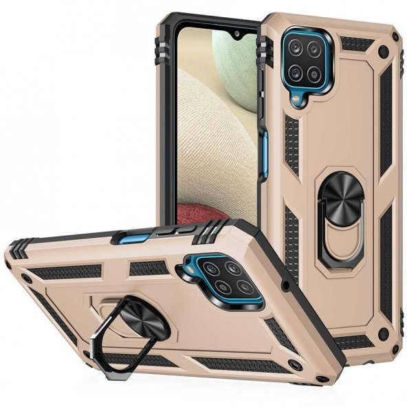 Galaxy M32 Kılıf Yüzüklü Standlı Manyetikli Armor Zırh