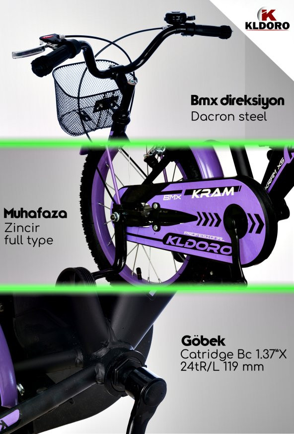 Kldoro Kd-20301 Çelik Kadro 20 Jant Bisiklet Bagajlı Kız Çocuk Bisikleti - 8