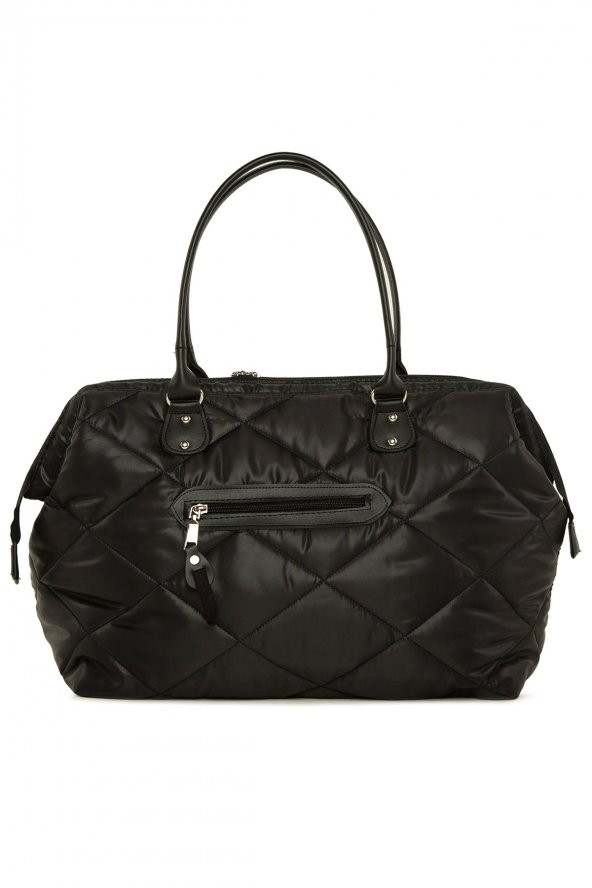 Bagmori Siyah Baby Bag Nakışlı Puf Şişme Anne Bebek Bakım Çanta - 4