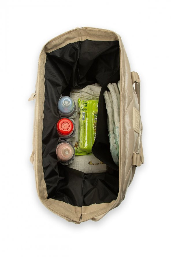 Bagmori Vizon Baby Bag Nakışlı Puf Şişme Anne Bebek Bakım Çanta - Resim 5