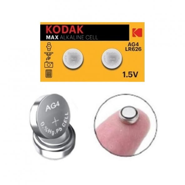 Saat Pili Ag4 Lr626 377 Sr626 1.5v Kodak Alkalin Saat Pili 2 Adet 1 Paket