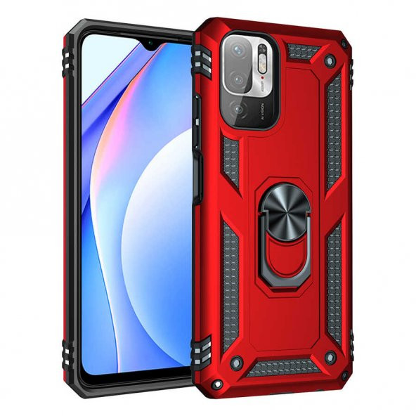 Xiaomi Redmi Note 10 5G Kılıf Yüzüklü Standlı Manyetikli Armor Zırh - 2