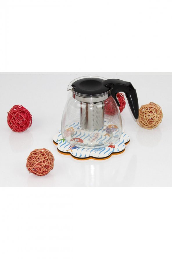 Plastik Kulplu Süzgeçli Cam Demlik - 4