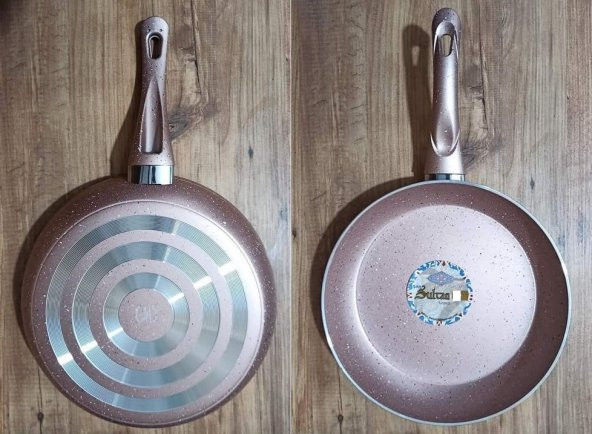Sultan Tek Saplı Ezme Granit Tava 30 Cm - Gülkurusu - 2