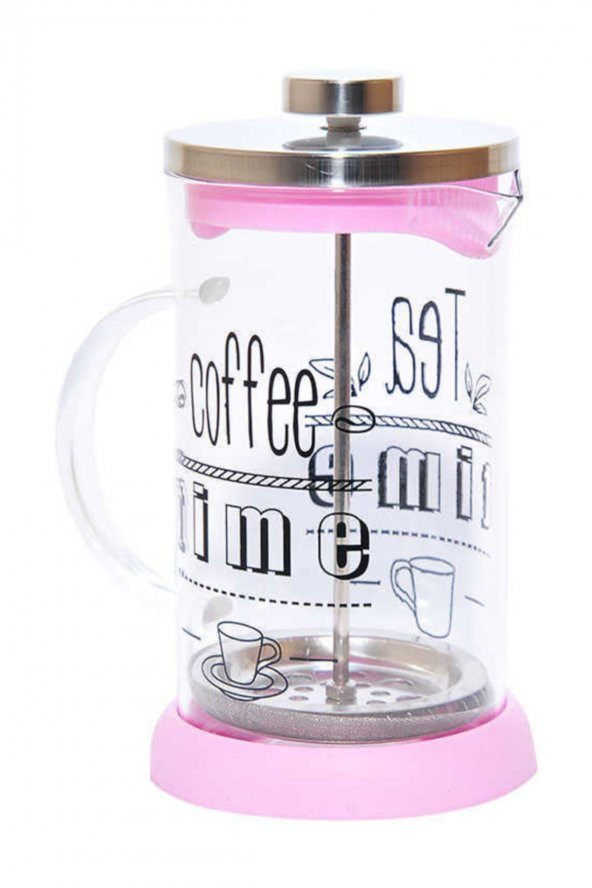 French Press Bitki Çayı Demliği Pembe 600ml