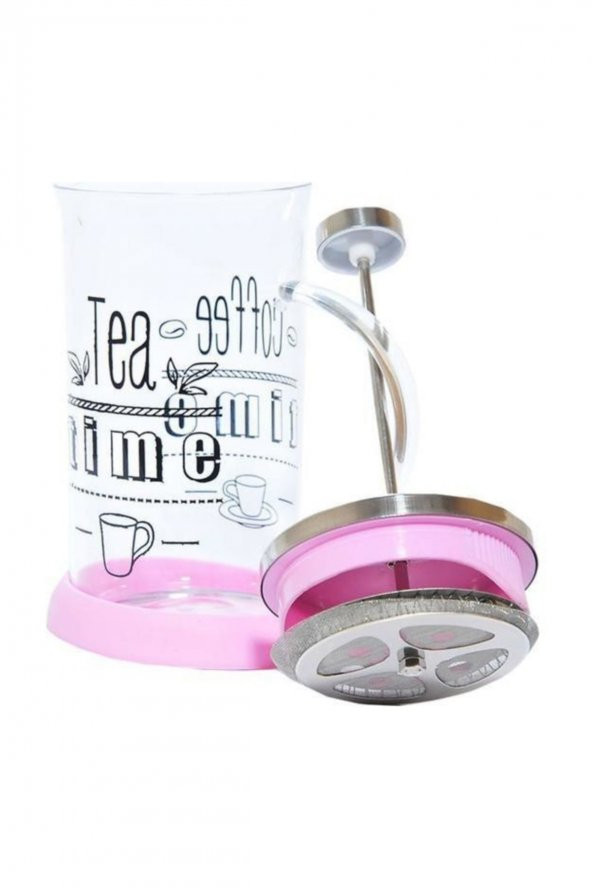 350 Ml. French Press Bitki Çayı Demliği Pembe - 3