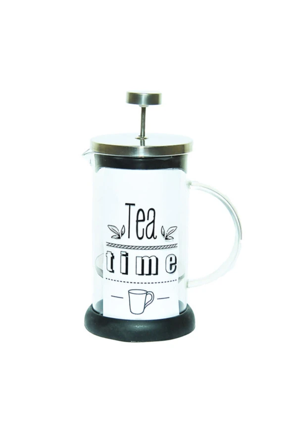 Siyah French Press Bitki Çayı Cam Demliği 600 ml