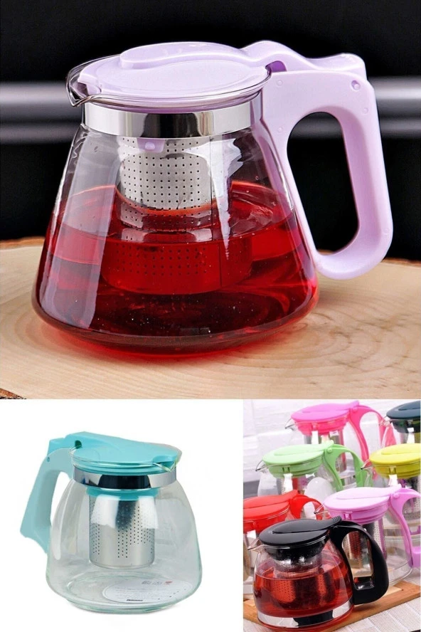 Süzgeçli Cam Demlik Tea Pot1100 Ml -çay Kahve Ve Bitki Çayı Çaydanlığı