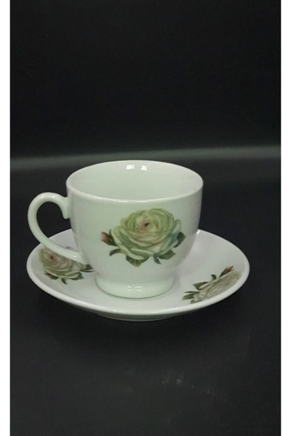 Çiçek Desenli Çay Nescafe Fincan Setı 6 Kişilik