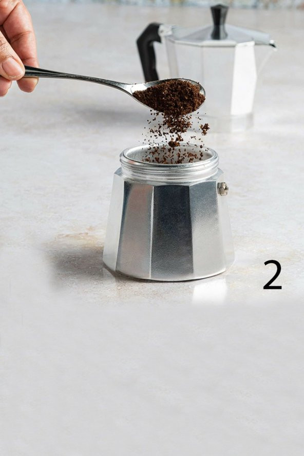 SPRENDA Moka Pot Express- Espresso Kahve Demleme Makinesi 3 Kişilik Aliminyum Ocak Üstü 3Cup - 3