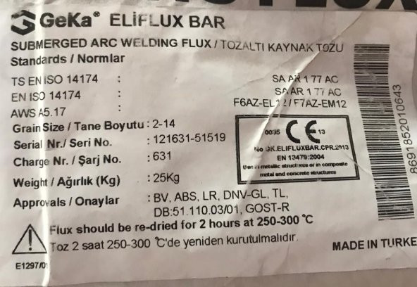 GEKA TOZALTI KAYNAK TOZU 25 KG. - 2