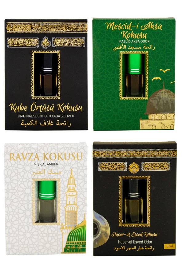 Kabe Örtüsü Kokusu Mescidi Aksa kokusu Medine Ravza Kokusu ve Hacerül Esved Kokusu Alkolsüz Esans 3ml