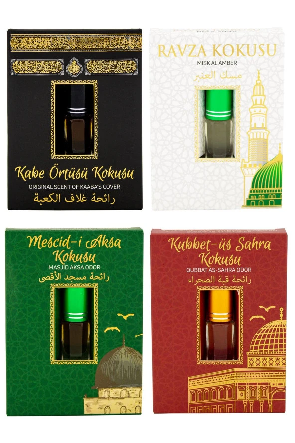 Kabe Örtüsü Kokusu Medine Ravza Kokusu Mescidi Aksa kokusu ve Kubbetül Sahra Kokusu Alkolsüz Esans 3ml ürün görseli