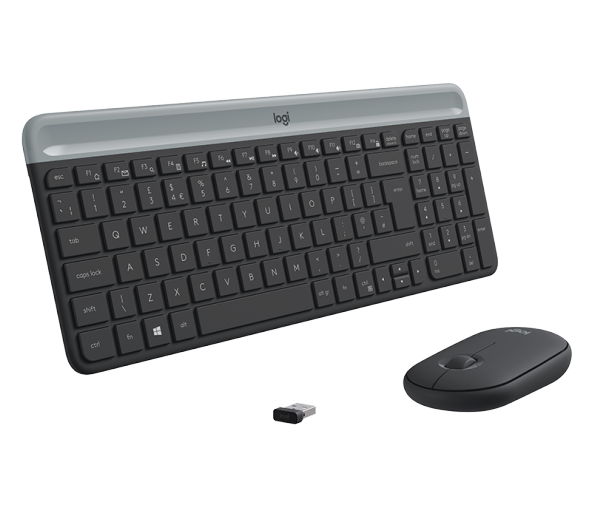 Logitech MK470 Slim Combo Kablosuz Klavye Mouse Set - Siyah - Resim 2