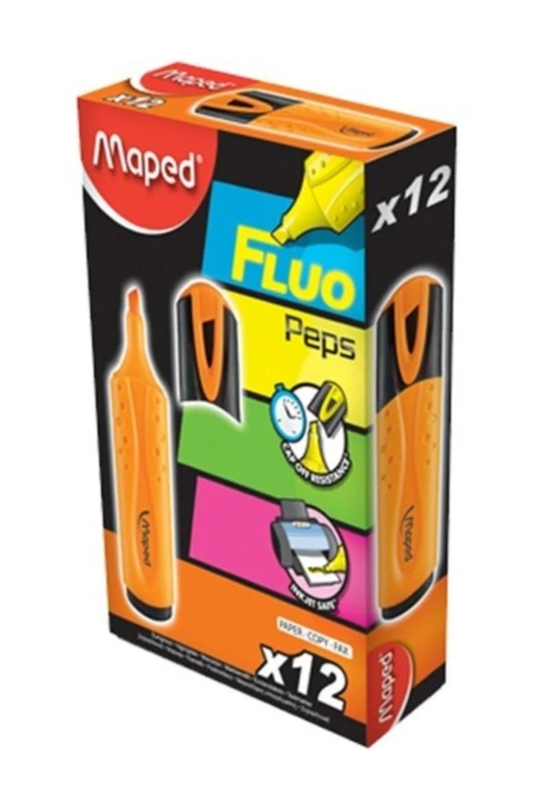 Maped Fosforlu Kalem Mono Turuncu İşaretleme Kalemi (12 Li Paket)