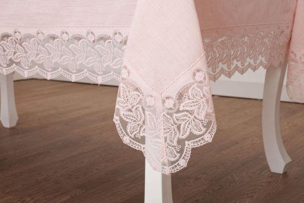 Finezza Beril Lüx Dantelli Keten Kumaş Pudra Masa Örtüsü 160x230 cm - 1124 - 5