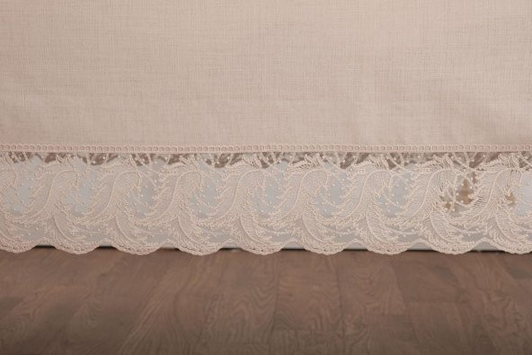 Finezza Narin Lüx Dantelli Keten Kumaş Bej Masa Örtüsü 160x230 cm - 1125 - 6