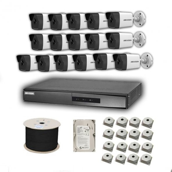 Hikvision 2mp Mikrofonlu 16 Kameralı 500 GB Disk Tak Çalıştır Hazır IP Kamera Seti