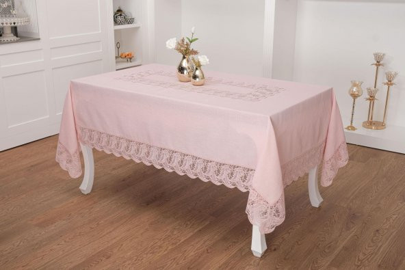 Finezza Narin Lüx Dantelli Keten Kumaş Pudra Masa Örtüsü 160x230 cm - 1127