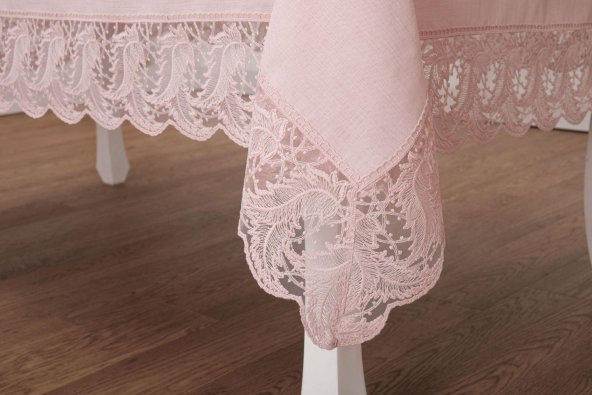 Finezza Narin Lüx Dantelli Keten Kumaş Pudra Masa Örtüsü 160x230 cm - 1127 - 4