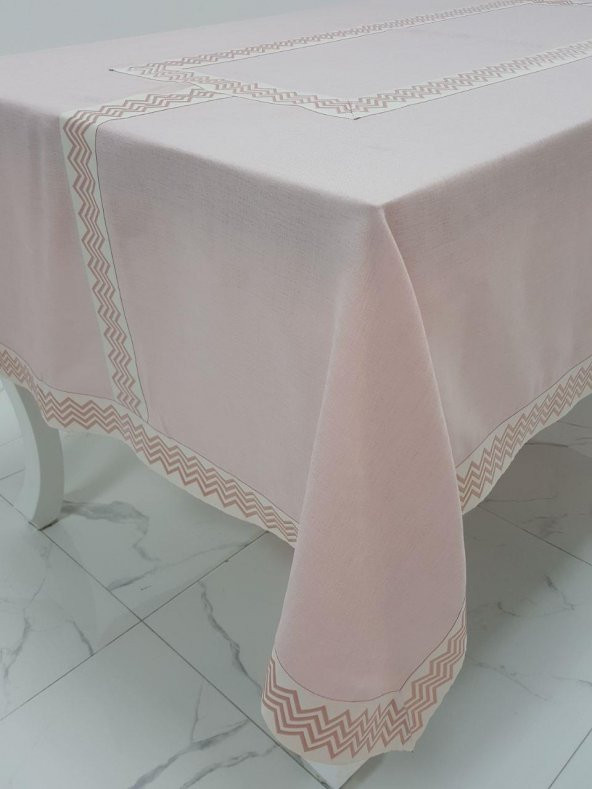 Finezza Antik Jakar Bordürlü Keten Kumaş Pudra Masa Örtüsü 160x230 cm - 1131 - 4