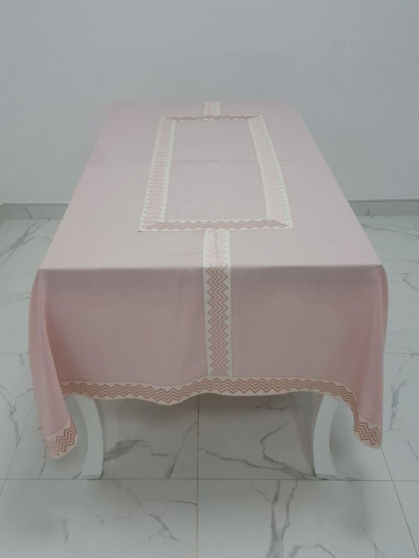 Finezza Antik Jakar Bordürlü Keten Kumaş Pudra Masa Örtüsü 160x230 cm - 1131 - 5